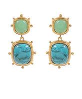 GS STUDDED SQUARE STONE DANGLE EARRING